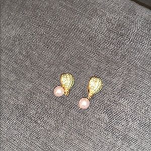 Swarovski pearl clip drops with lt green crystal